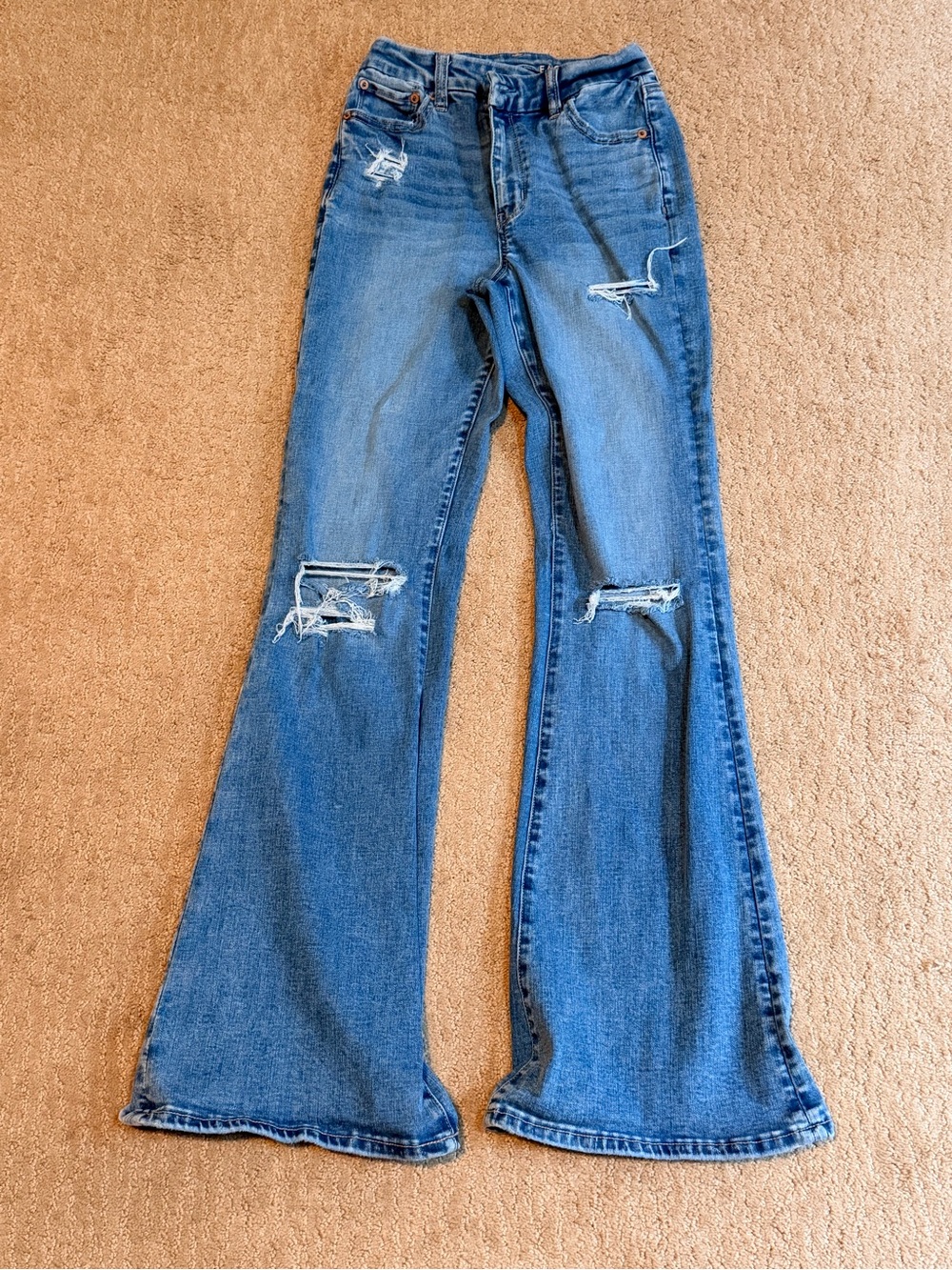 American Eagle Outfitters Distressed Blue Flare Jeans